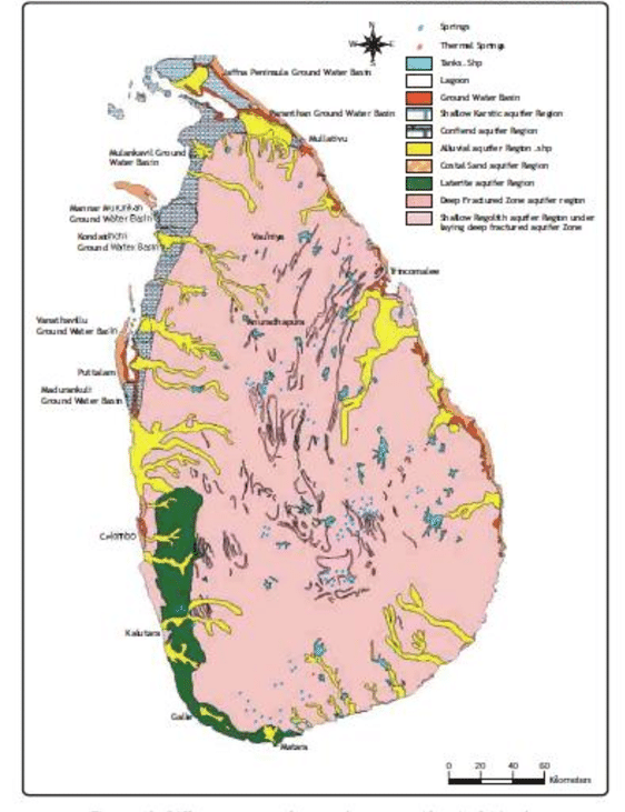 Various types of grundwater in Sri Lanka